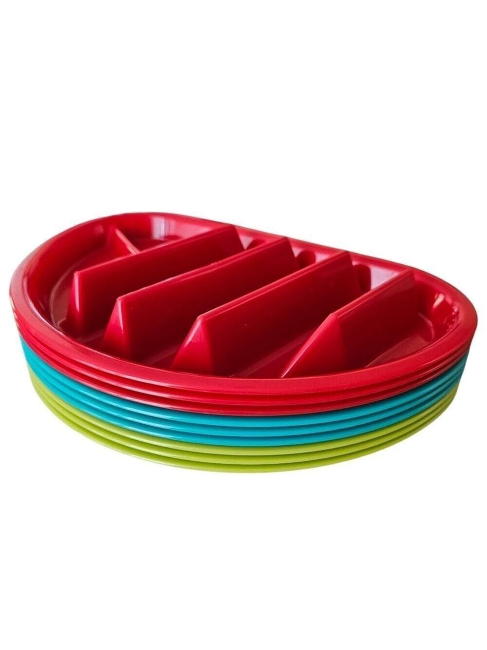 Fiesta Taco Plates Set – Red, Teal & Green Made in USA – BPA Free